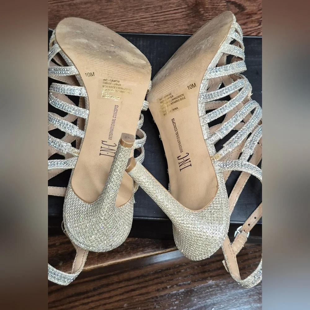 INC International Concepts Women's Silver Strappy Heels - Picture 7 of 13